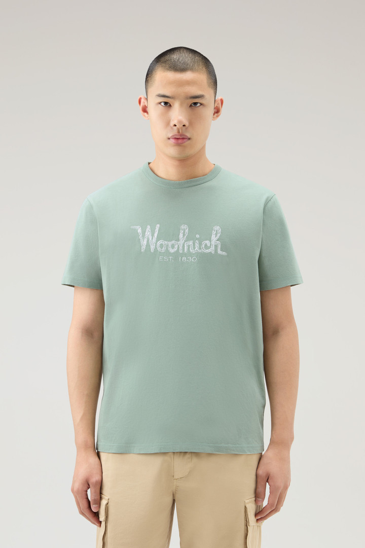 Pure Cotton Embroidered T-Shirt Green photo 1 | Woolrich
