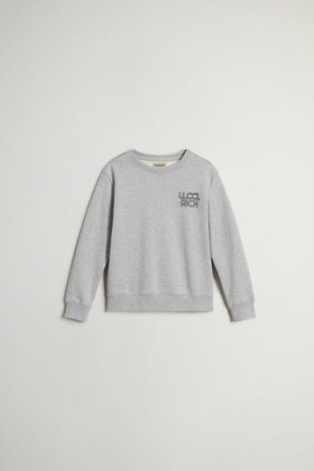 Boys' Crewneck Sweatshirt in Pure Cotton with Logo Gray | Woolrich