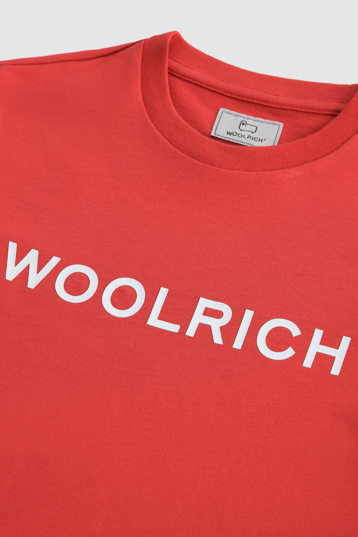 Boy's Organic Cotton Tee with Logo Red photo 3 | Woolrich
