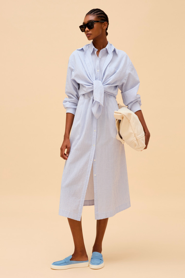 Hemdblusenkleid aus Seersucker aus Stretch-Baumwolle Blau photo 9 | Woolrich