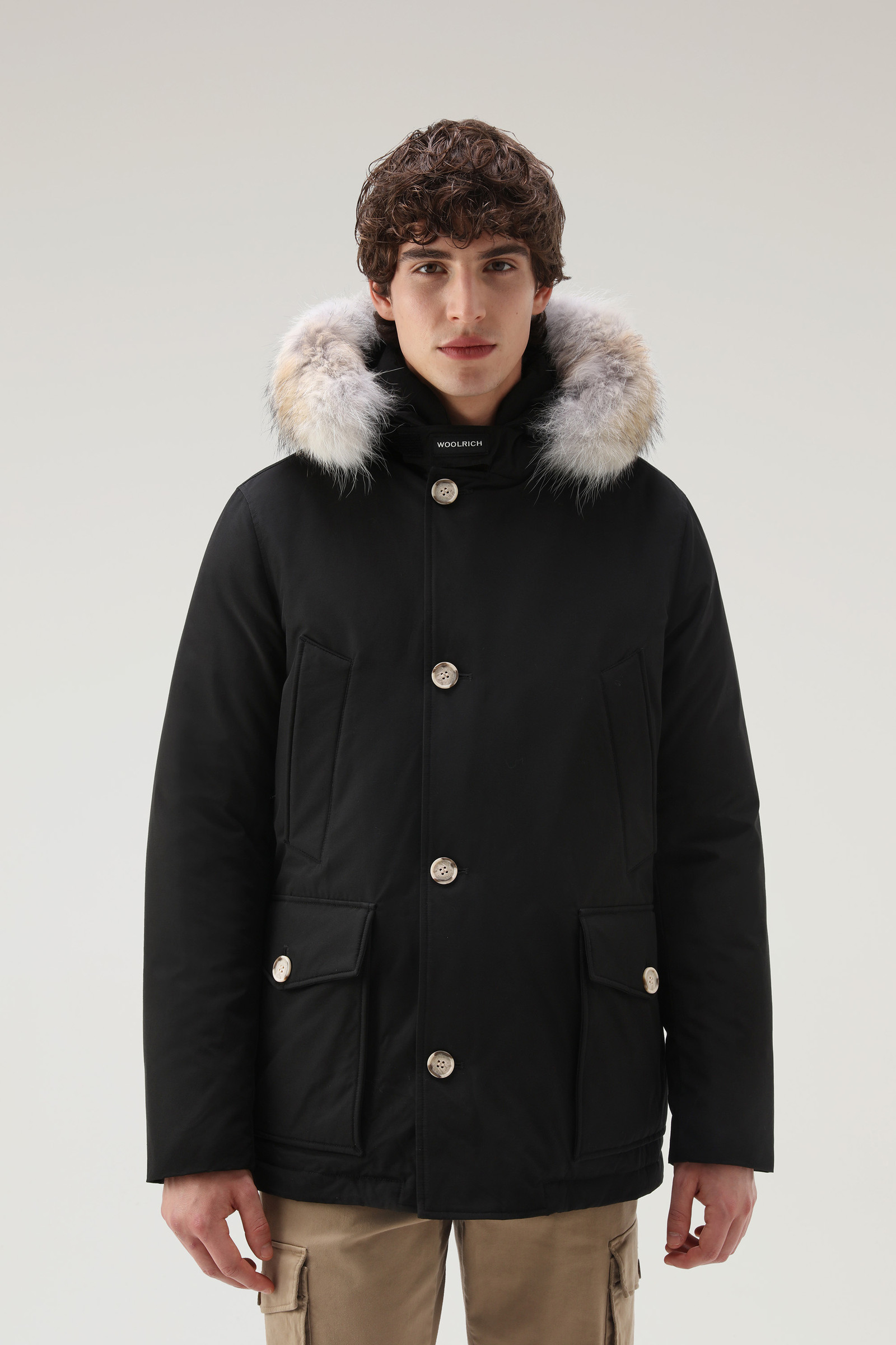 Men's Arctic Anorak in Ramar Cloth with Detachable Fur Black | Woolrich USA