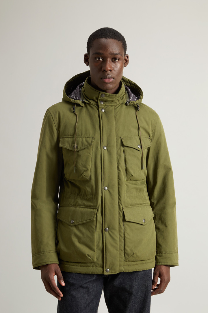 Veste Field en Mountain Cloth à capuche amovible Vert photo 1 | Woolrich