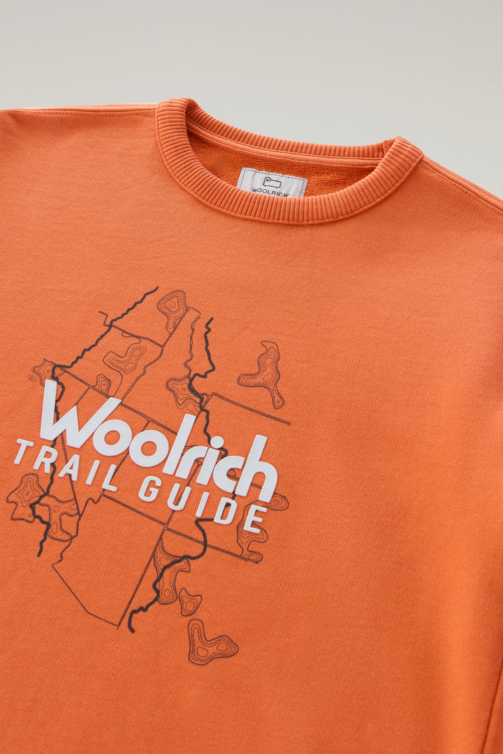 Sweat-shirt à col rond pour garçon en pur coton avec impression Orange photo 3 | Woolrich