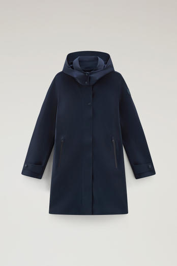 High Tech Nylon Trench Coat with Detachable Hood Blue | Woolrich