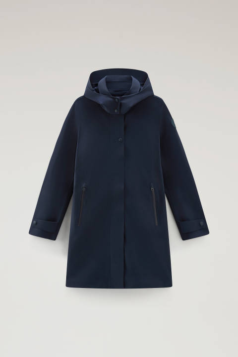 High Tech Nylon Trench Coat with Detachable Hood Blue photo 2 | Woolrich