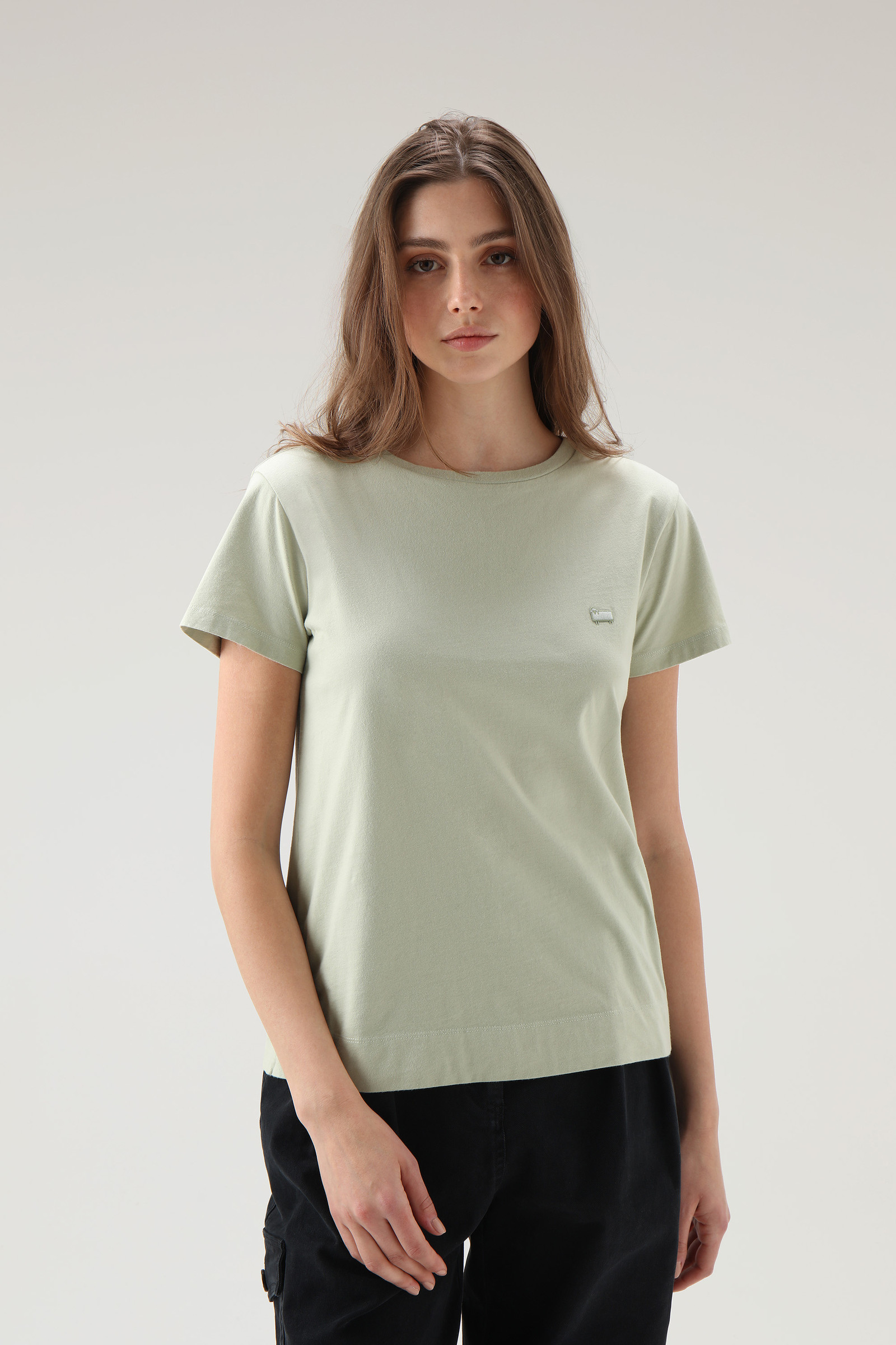 T-shirt en coton avec logo vert | Woolrich