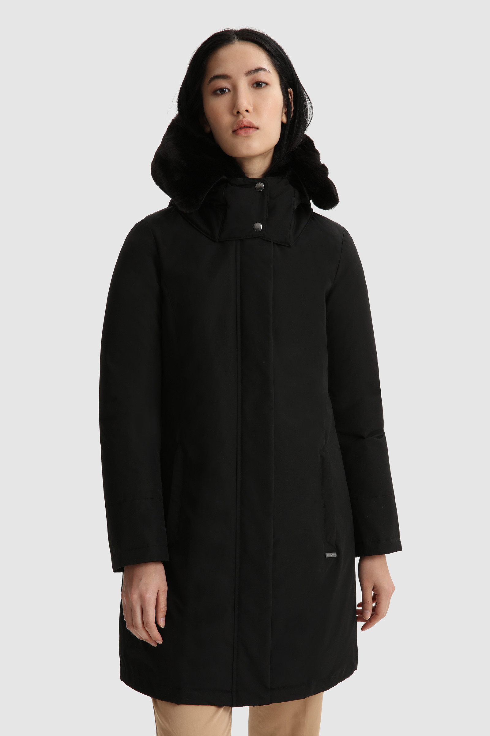 Bow Bridge Parka met imitatiebont Zwart | Woolrich