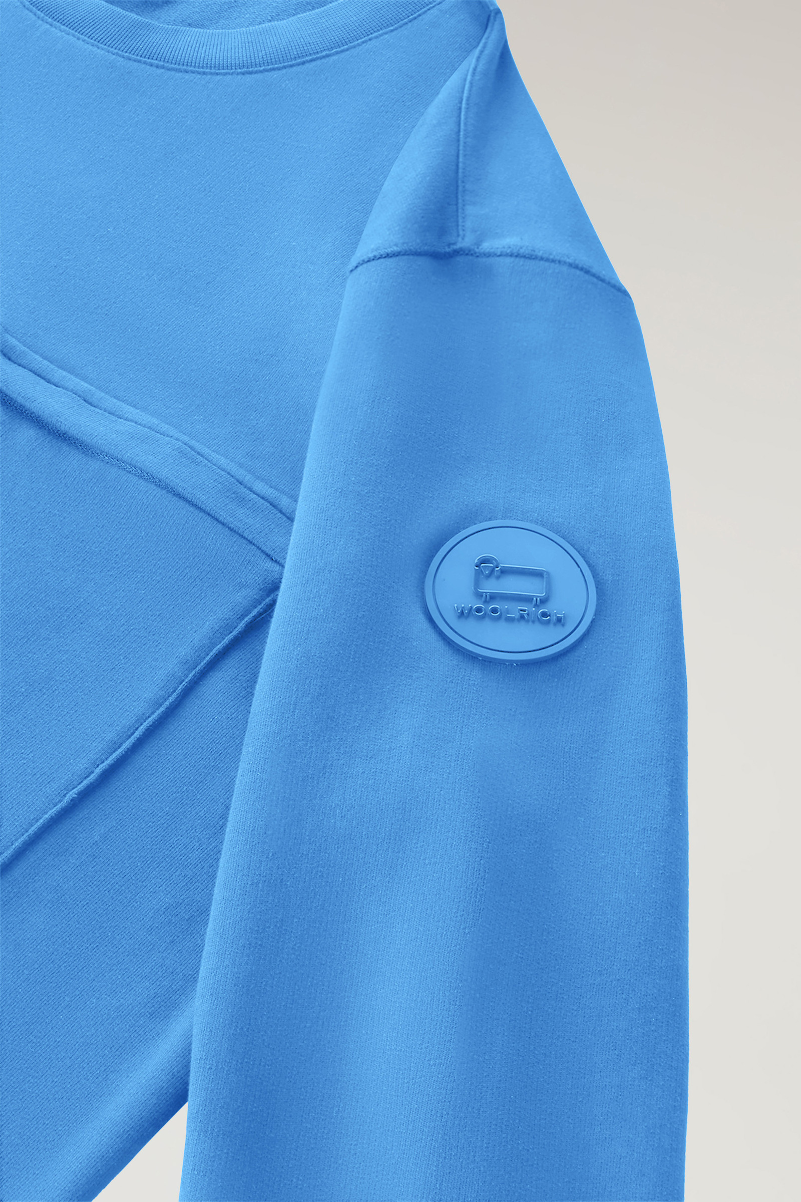 Rundhalspullover mit Reißverschlusstasche aus reinem Baumwollfleece blau photo 7 | Woolrich