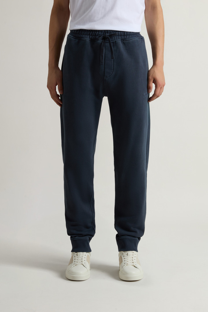 Garment-Dyed Pants in Pure Cotton Fleece Blue photo 2 | Woolrich