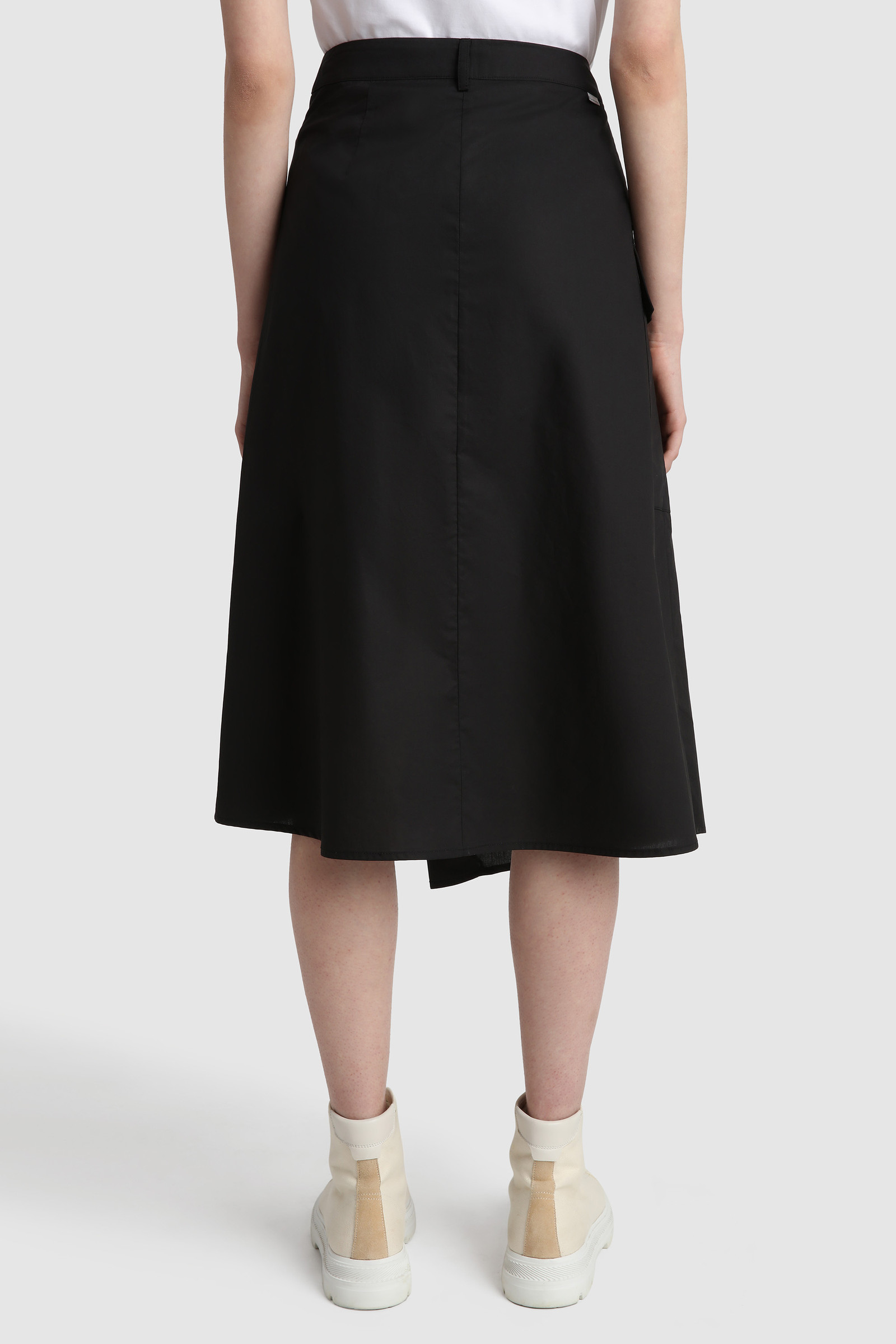 Wrap Skirt in Pure Cotton Poplin Black photo 3 | Woolrich