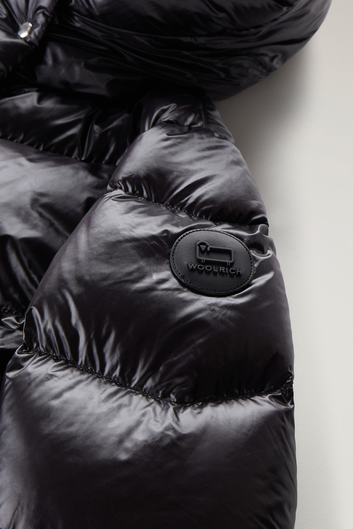 Lange Aliquippa Daunenjacke aus glänzendem Nylon Schwarz photo 7 | Woolrich