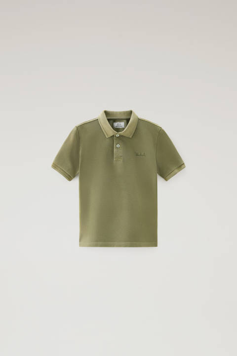 Garment-dyed Mackinack-polo van stretchkatoen voor jongens Groen | Woolrich