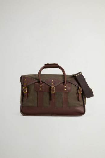 Overland Duffel Bag with Leather Inserts Green | Woolrich