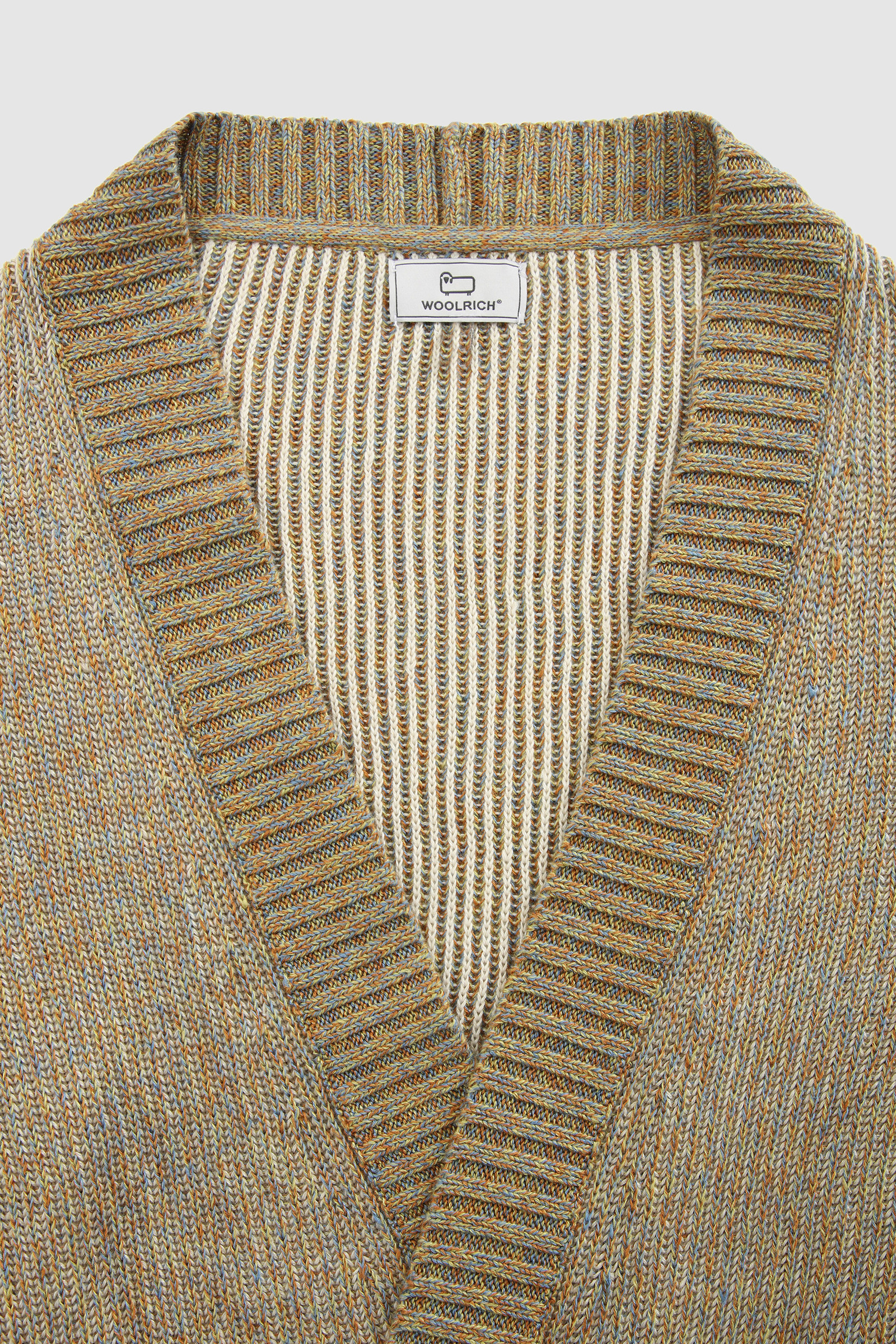 Cardigan en coton et lin avec détails contrastés beige photo 5 | Woolrich