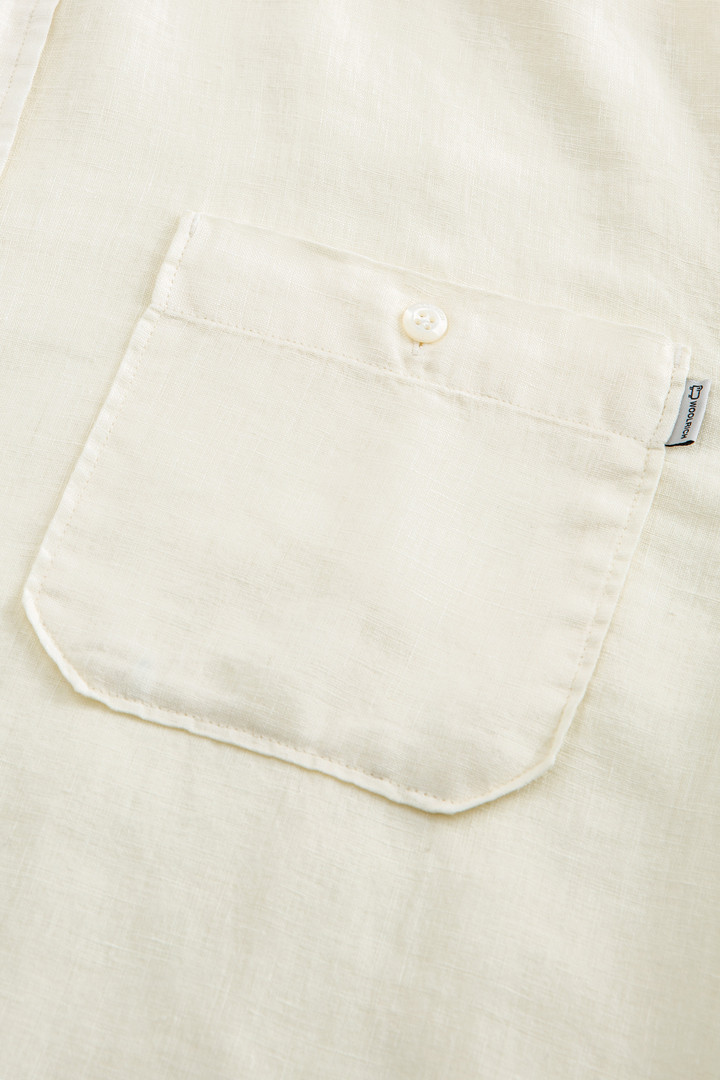 Garment-dyed Pure Linen Shirt with Band Collar White photo 6 | Woolrich