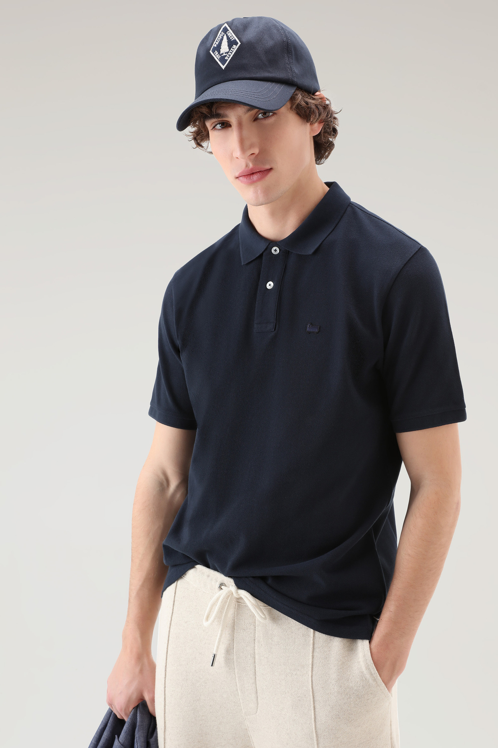 Polo en piqué de pur coton bleu photo 4 | Woolrich