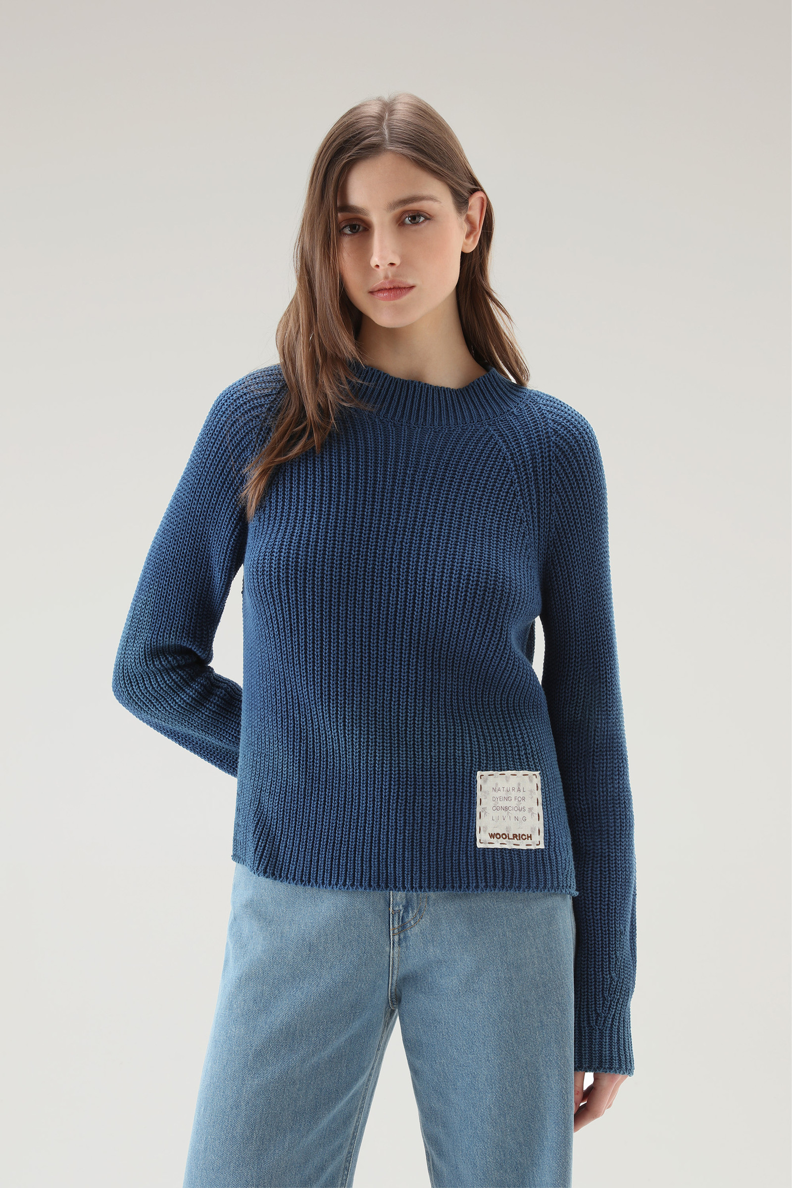 Crewneck Sweater in Pure Cotton with Natural Garment-Dye Finish Blue photo 2 | Woolrich