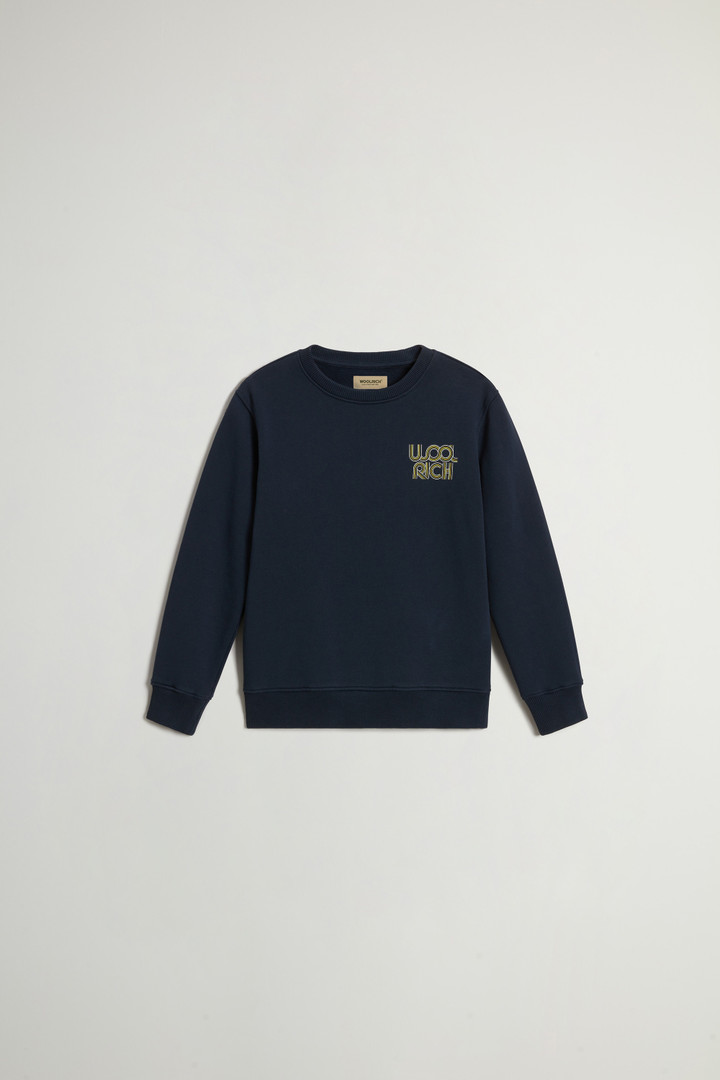 Boys' Crewneck Sweatshirt in Pure Cotton with Logo Blue photo 1 | Woolrich