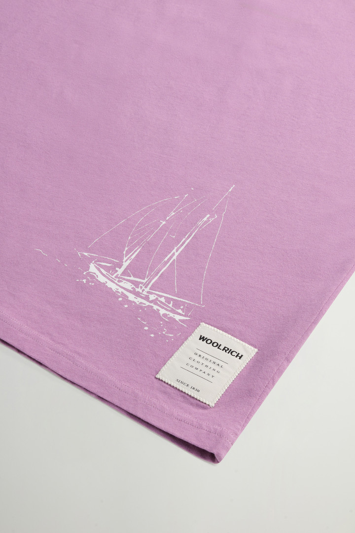 Pure Cotton T-Shirt with Graphic Print Purple photo 7 | Woolrich