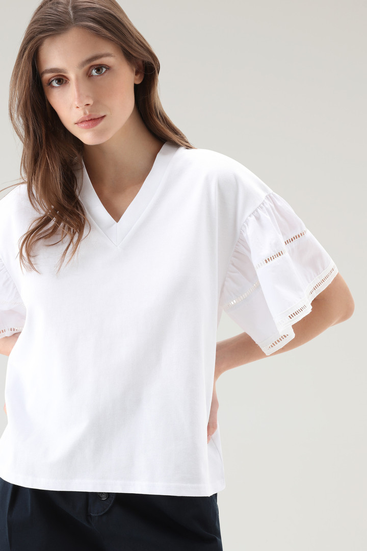 Lakeside T-shirt aus reiner Baumwolle mit Puffärmeln Weiß photo 4 | Woolrich