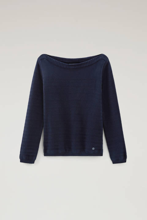 Jersey de puro algodón con cuello barco Azul photo 2 | Woolrich