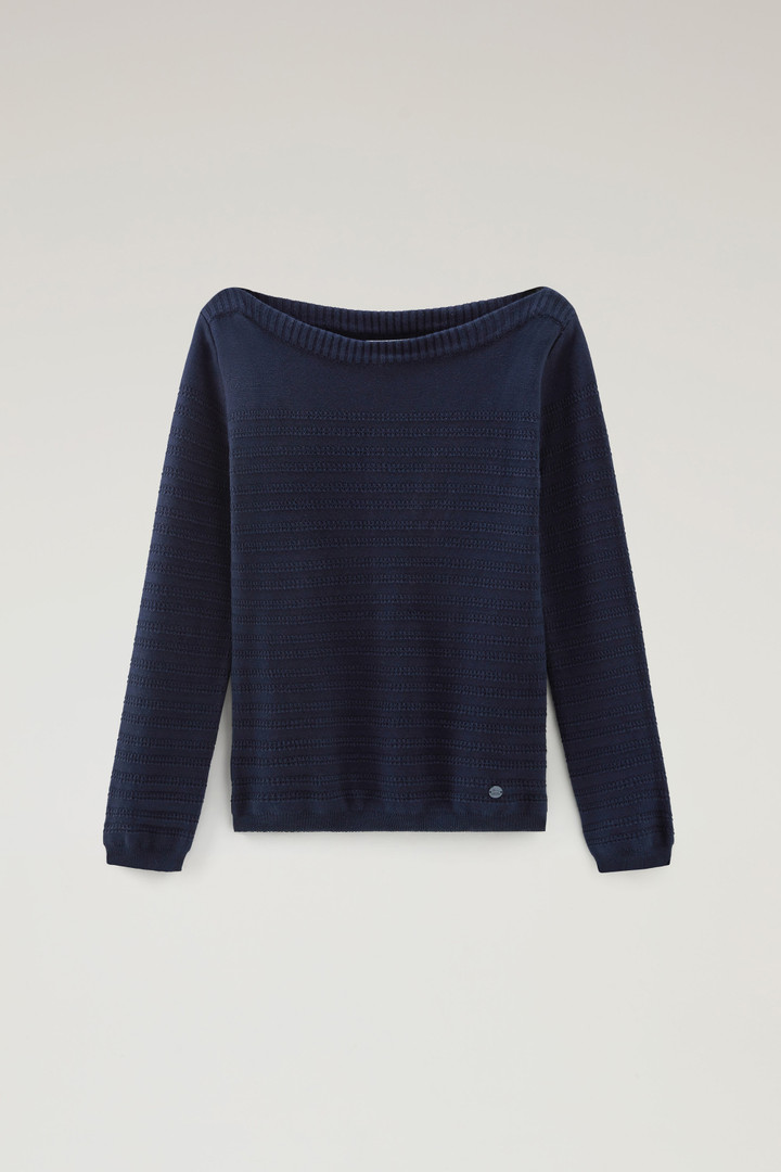 Pure Cotton Sweater with Boat Neckline Blue photo 5 | Woolrich