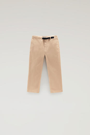 Stückgefärbte Hose aus Baumwoll-Stretch für Jungen Beige | Woolrich