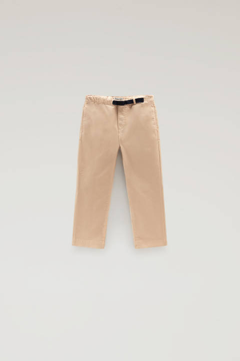 Stückgefärbte Hose aus Baumwoll-Stretch für Jungen Beige | Woolrich