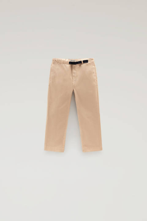 Boys' Garment-Dyed Pants in Stretch Cotton Beige | Woolrich