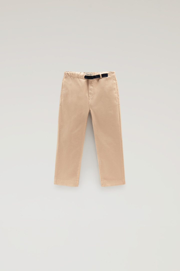 Boys' Garment-Dyed Pants in Stretch Cotton Beige photo 1 | Woolrich
