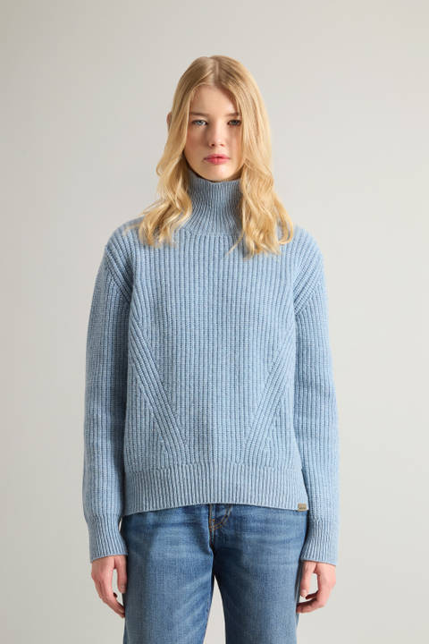 Canberra Turtleneck Sweater in Pure Virgin Wool Blue | Woolrich