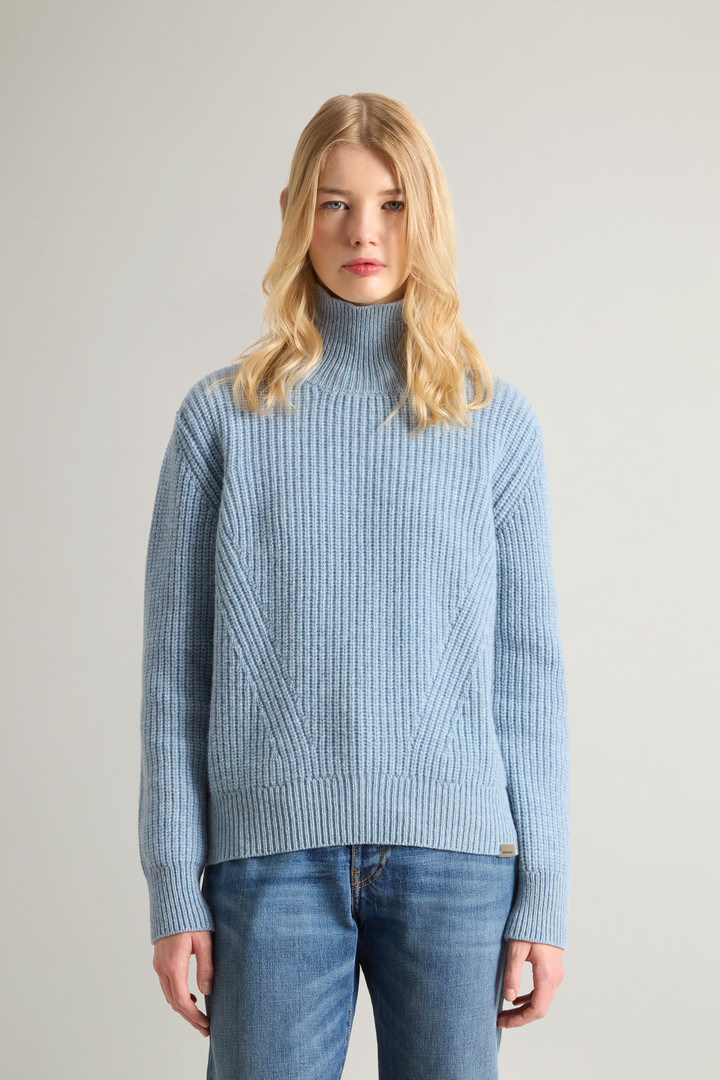 Women s Canberra Turtleneck Sweater in Pure Virgin Wool blue Woolrich PL