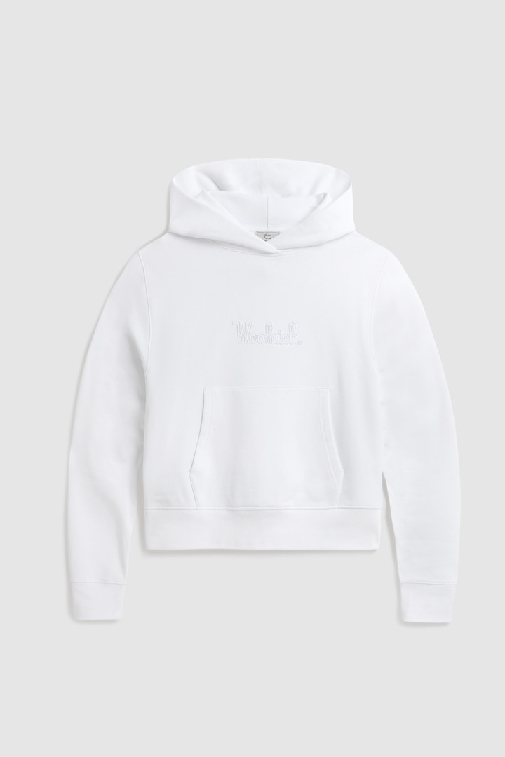 Pure Cotton Hoodie with Embroidered Logo White photo 5 | Woolrich