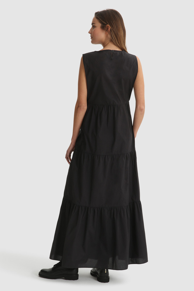 Ärmelloses langes Popelinekleid