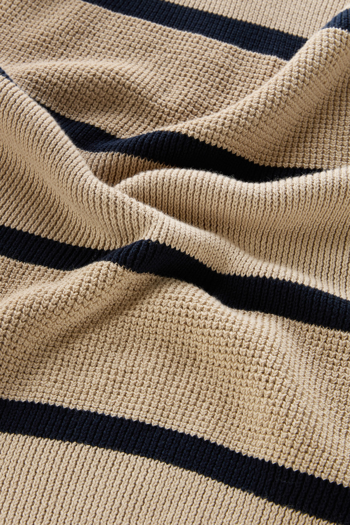 Striped Crewneck Sweater in Pure Cotton Beige photo 8 | Woolrich