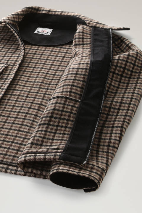 Wool Blend Zip-front Plaid Flannel Overshirt Brown photo 2 | Woolrich