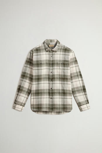 Pure Cotton Flannel Checked Shirt Green | Woolrich