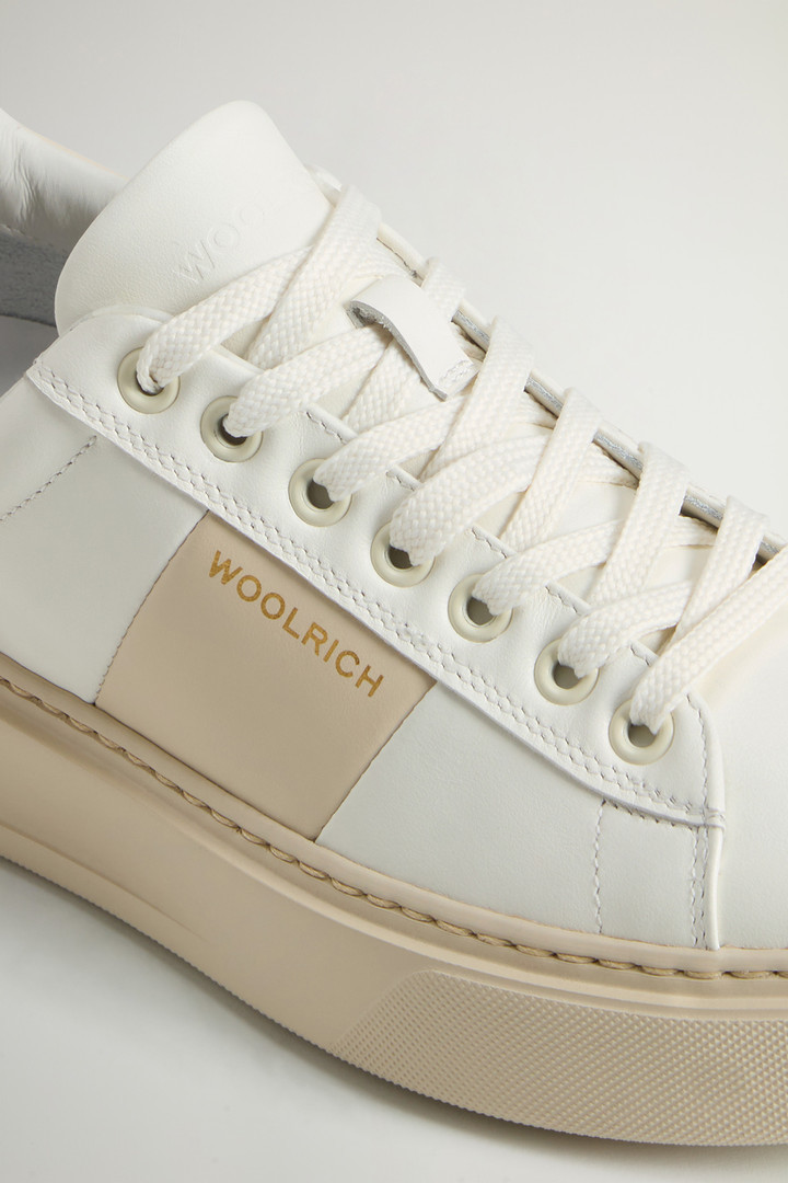 Chunky Court Sneakers in Leather with Contrasting Insert White photo 5 | Woolrich