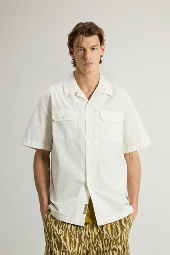 Chemise teinte en pièce en pur coton Pima Ripstop Blanc | Woolrich