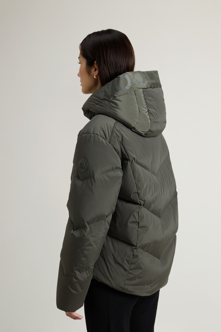 Short Alsea Down Jacket in Stretch Nylon with Detachable Hood Green photo 3 | Woolrich