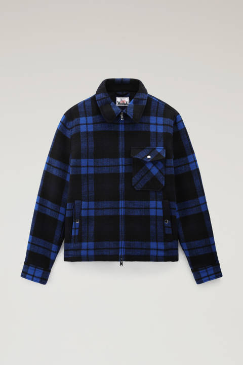 Wool Blend Zip-front Timber Plaid Flannel Overshirt Blue | Woolrich