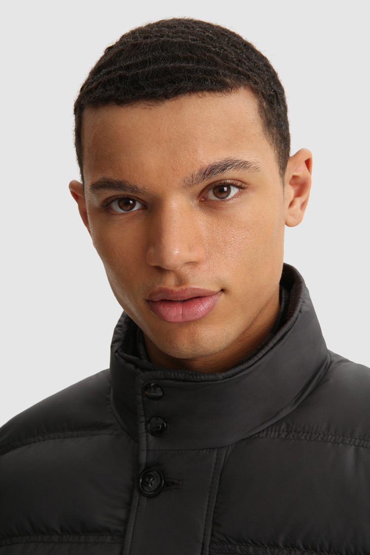 Sweater met volledige rits, gewatteerd en met gebreide mouwen