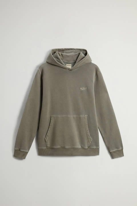 Garment-Dyed Hoodie in Pure Cotton with Embroidered Logo Green photo 2 | Woolrich