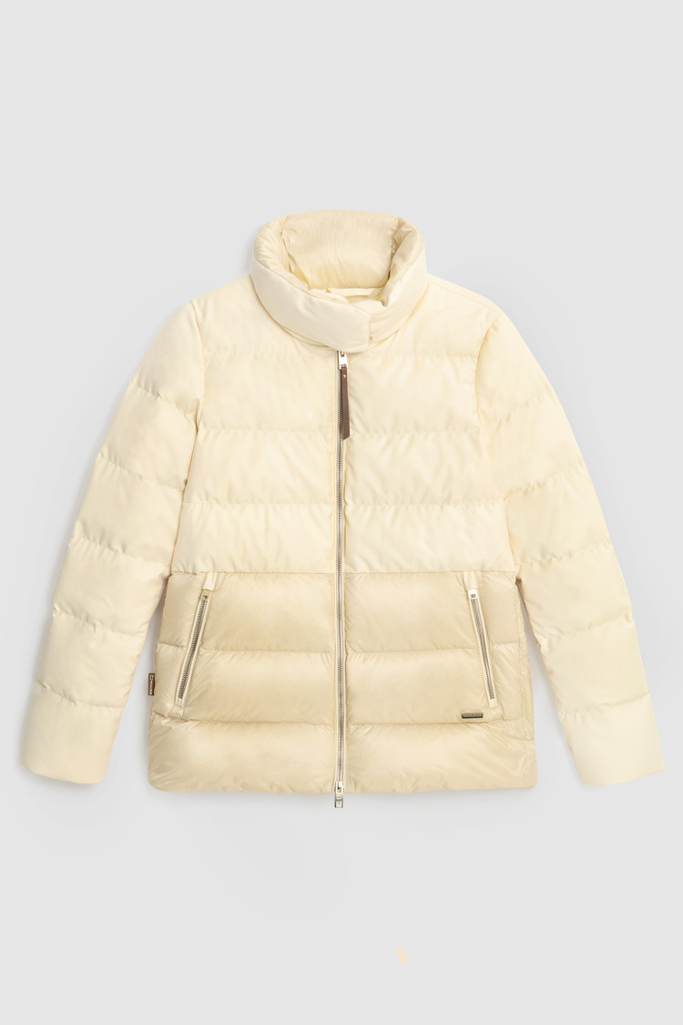 Luxury short down Jacket with horizontal quilting