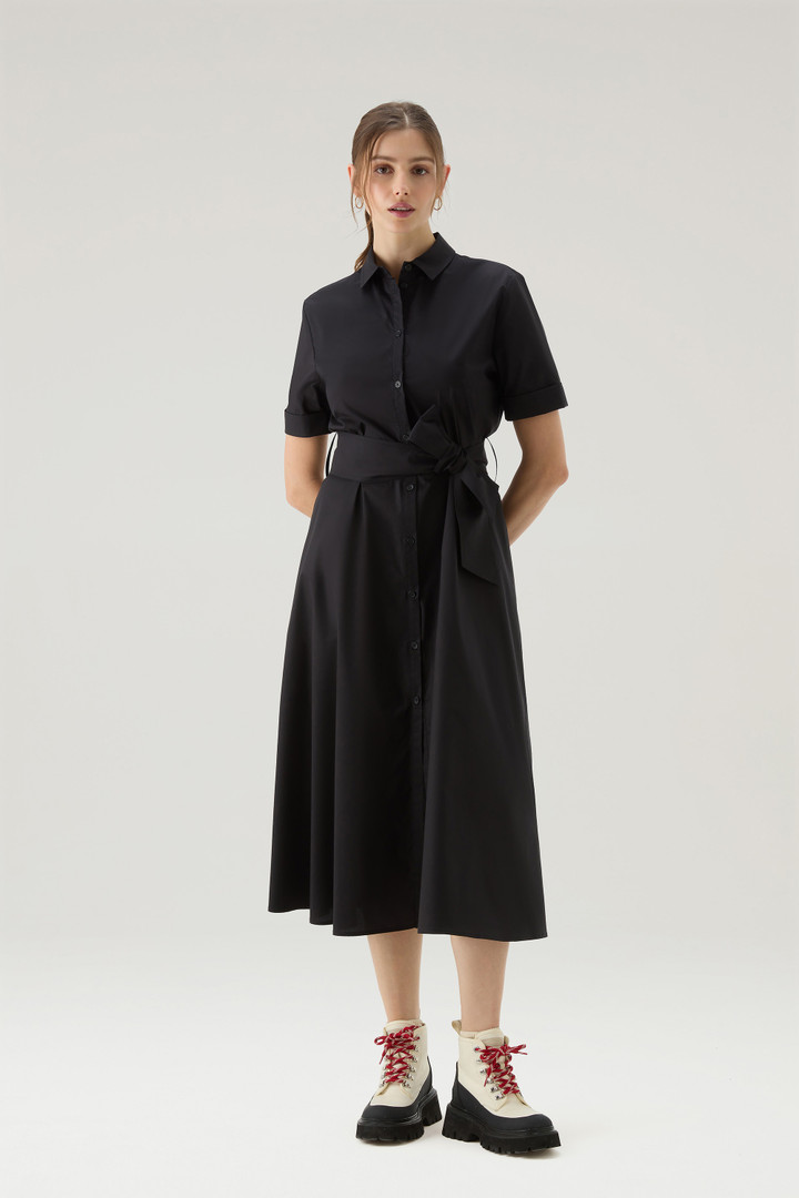 Shirt Dress in Pure Cotton Poplin Black photo 2 | Woolrich