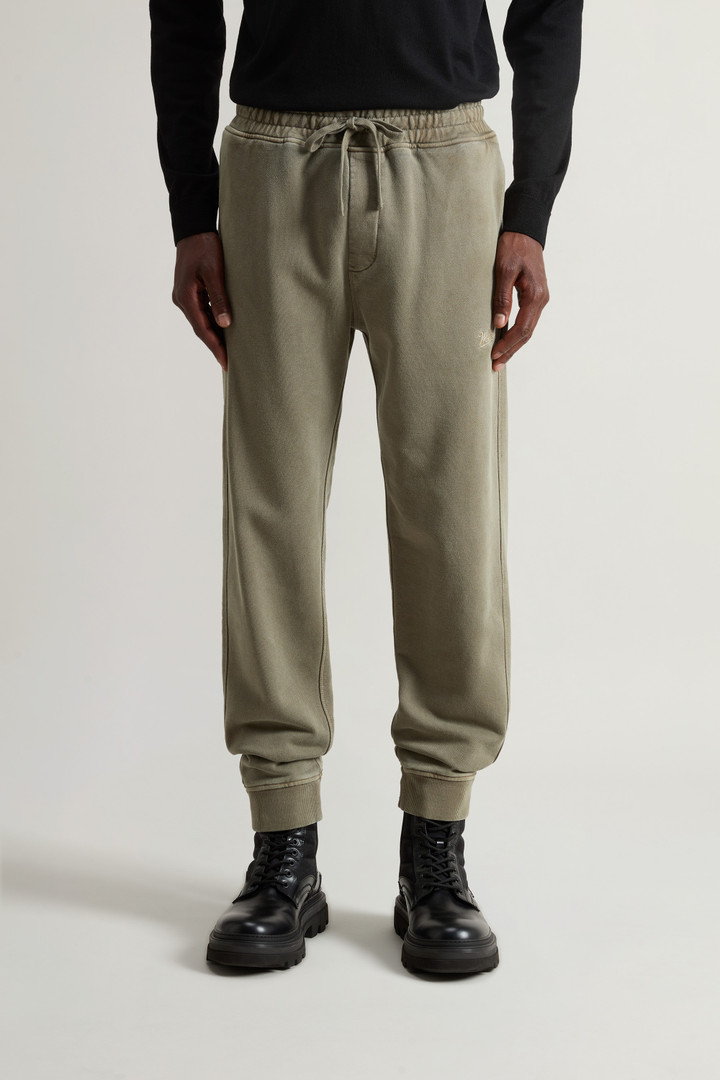 Garment-Dyed Pants in Pure Cotton Fleece Green photo 2 | Woolrich