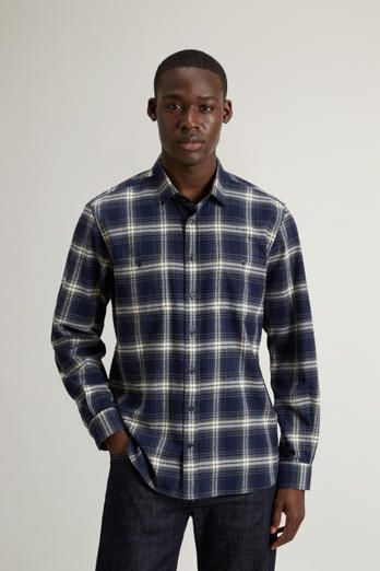Pure Cotton Flannel Checked Shirt Blue | Woolrich