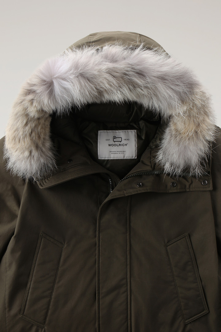 Polar Parka in Ramar Cloth with High Collar and Fur Trim Green photo 2 | Woolrich