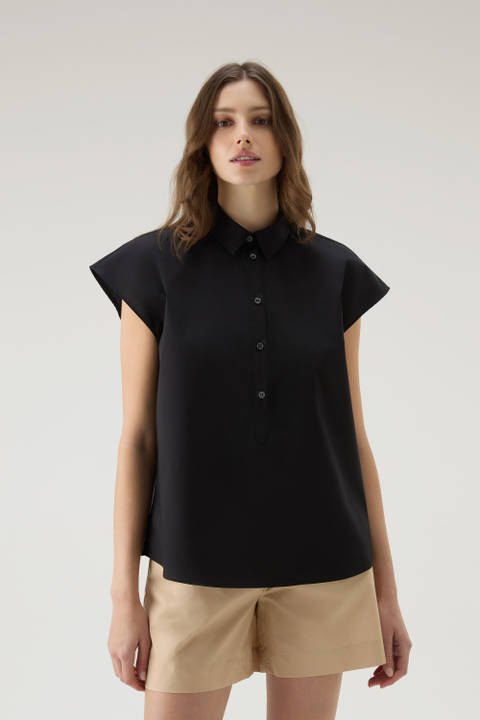 Popeline blouse van puur katoen Zwart | Woolrich