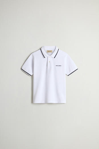 Boys’ Monterey Polo Shirt in Stretch Cotton Pique White | Woolrich